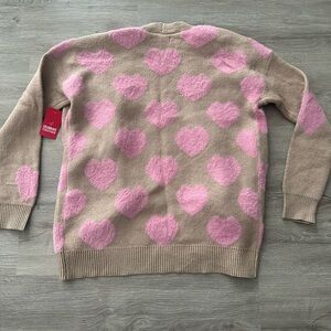 Pink Heart Patterned Cardigan Valentine’s Day